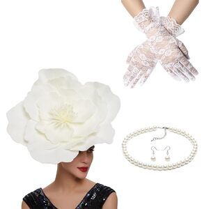 4345 4 Pack Large Flower Fascinators Hat For Women Headband Tea Party